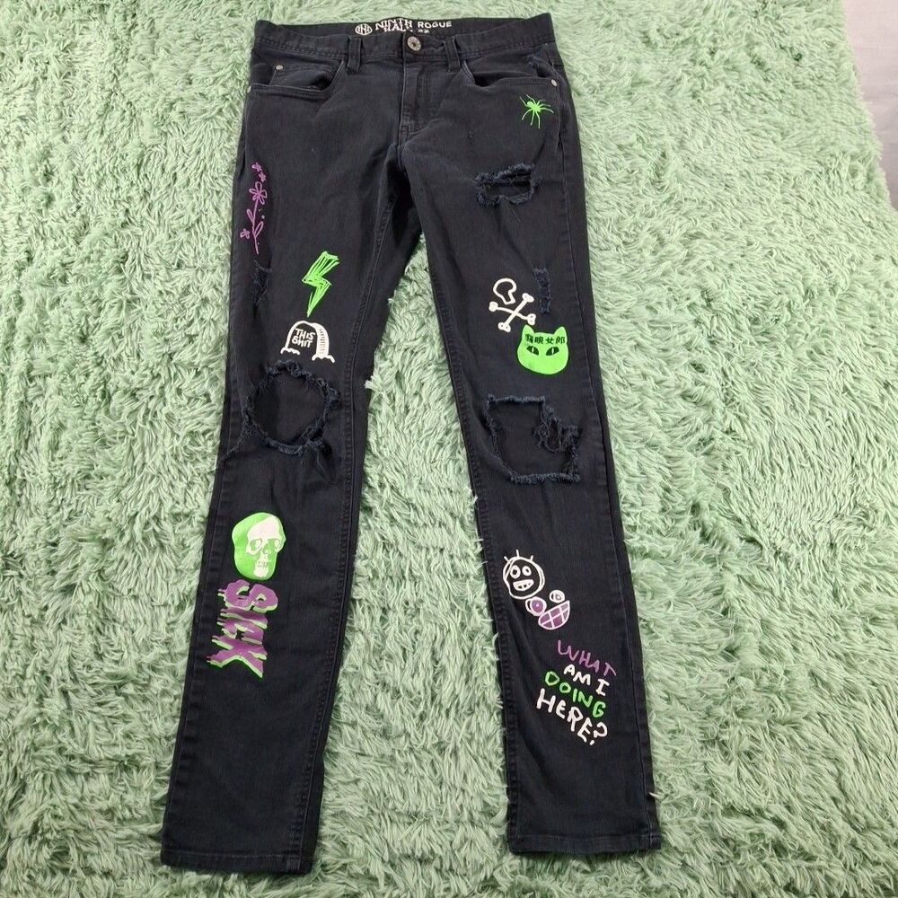 Ninth Rogue Hall Jeans 32x32 Distressed Black Mens